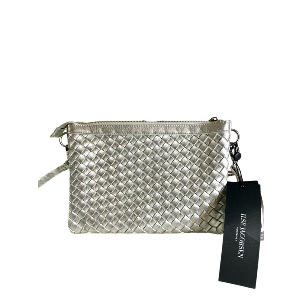 NWT Ilse Jacobsen HORNBAEK Silver Woven Crossbody Bag Small